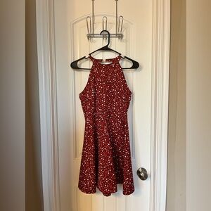Red with mini flowers dress.